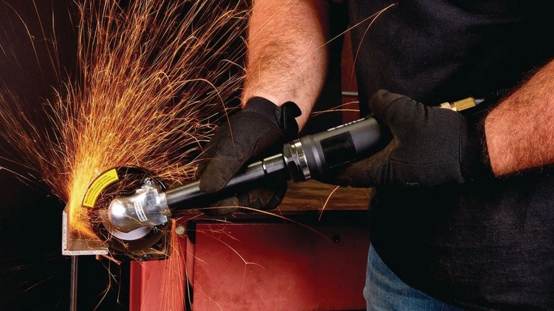 cutting with extended reach Chief air grinder