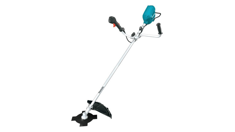 The Makita 80V XGT Cordless Brush Cutter with two bike handles