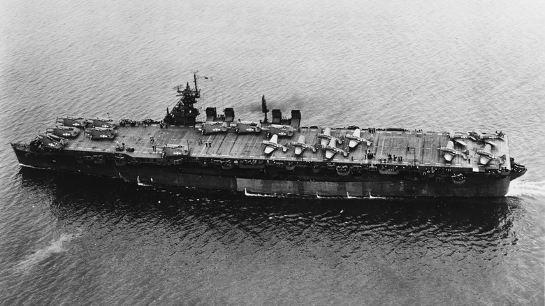 The USS Independence moving through San Francisco Bay in 1943