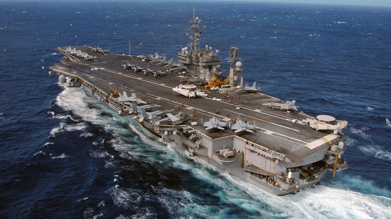 The USS Kitty Hawk underway at sea