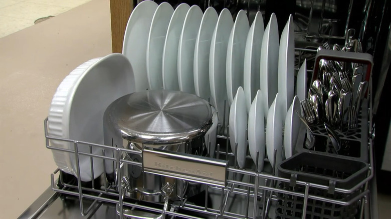 Loaded KitchenAid dishwasher