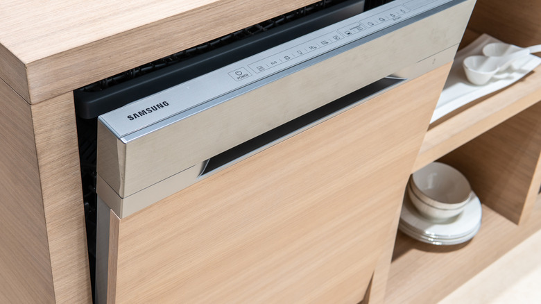 Closeup of Samsung dishwasher