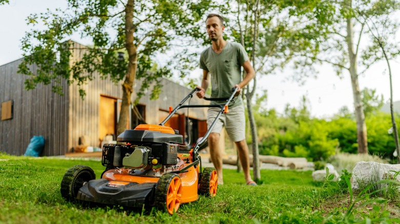 Guy with lawn mower