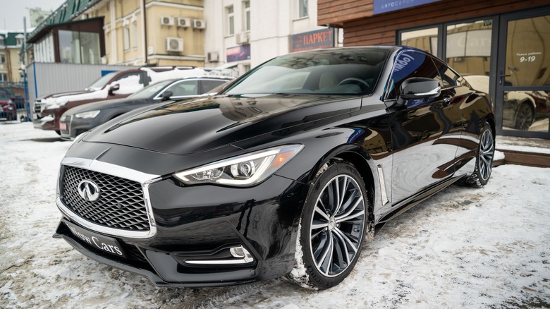 Infiniti Q60 snowy parking lot