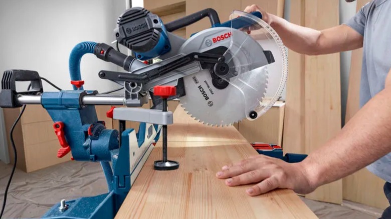 cutting with a Bosch miter saw