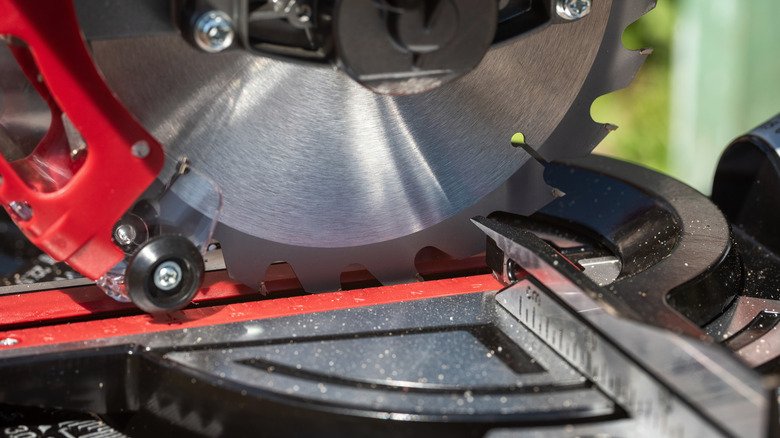 closeup of a miter saw