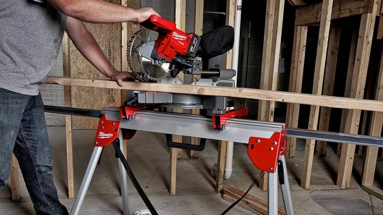 cutting board with Milwaukee miter saw