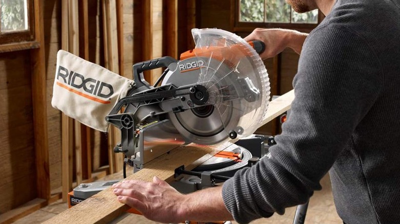 cutting with Ridgid miter saw