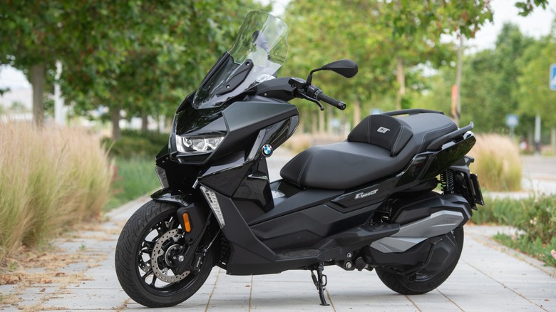 BMW C 400 GT on sidewalk