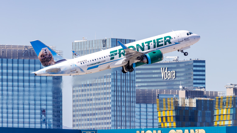 frontier airplane in the sky