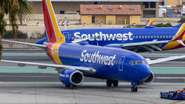 southwest airplanes at an airport