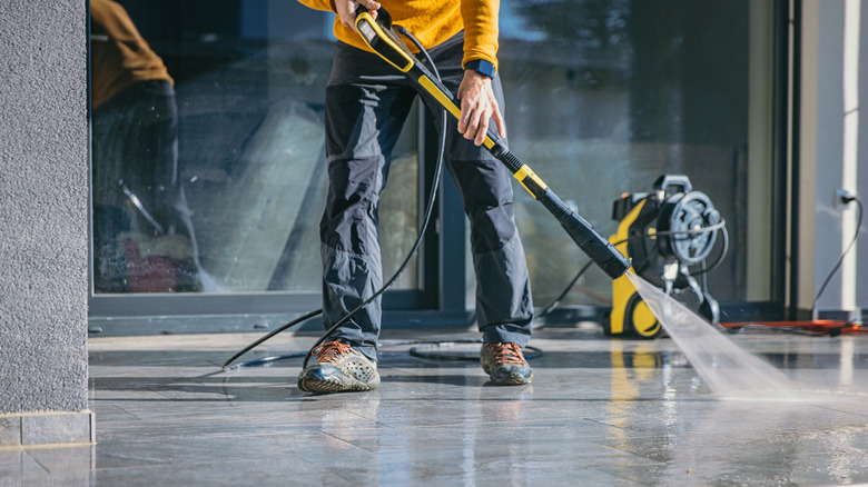 Using a pressure washer