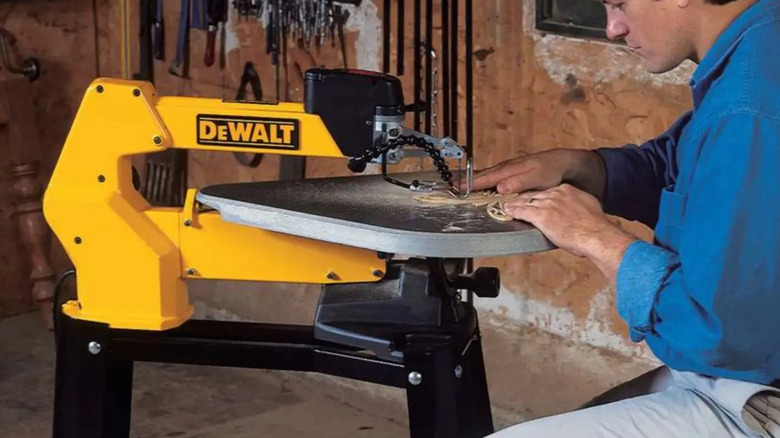 cutting with DeWalt scroll saw
