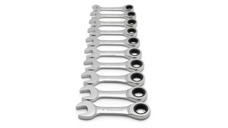 GearWrench 10 Piece 72-Tooth 12 Point Stubby Ratcheting Combination Metric Wrench Set