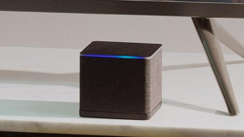 Amazon Fire TV cub on entertainment stand