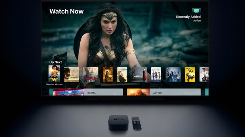 Apple TV 4K in front of TV