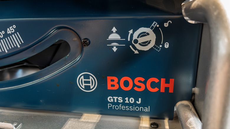 closeup of a Bosch table saw