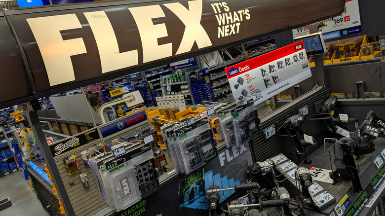 Flex tools display in home improvement store