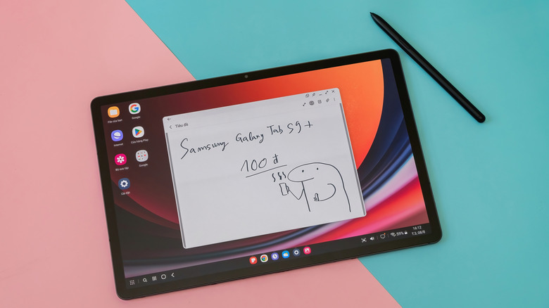 A Samsung Galaxy S9 Plus tablet on display at a dealership