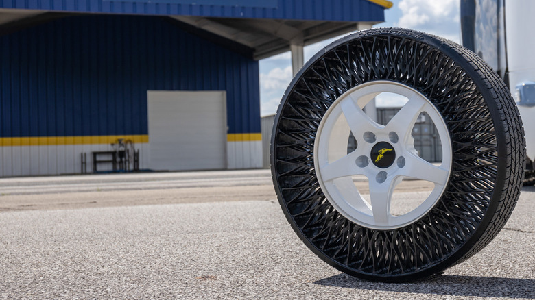 Goodyear tire in front of Goodyear store