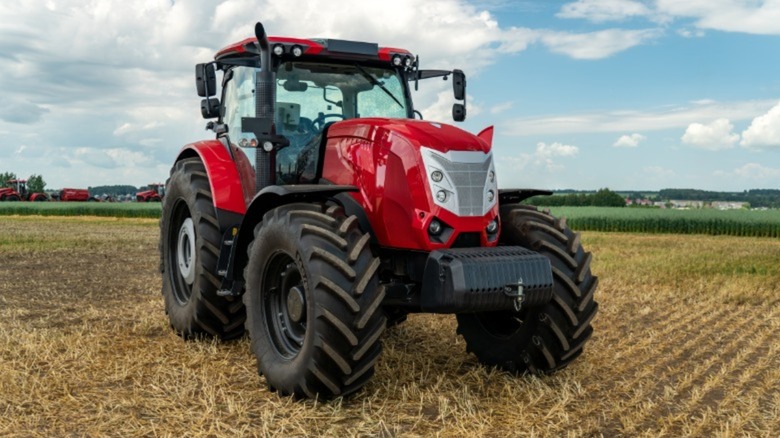 A tractor in a field