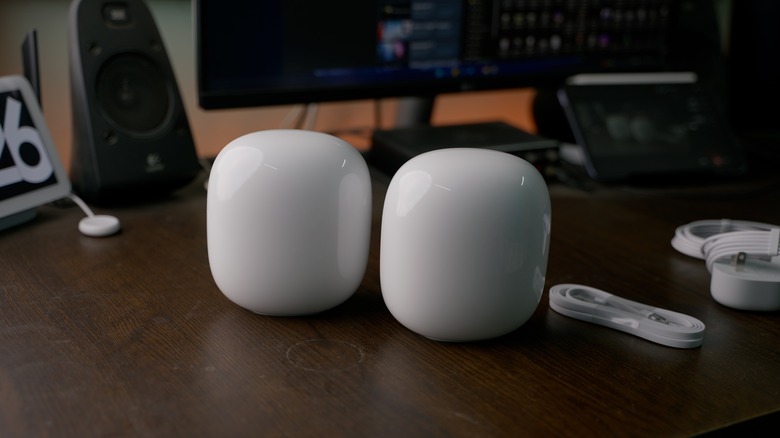 Google Nest routers on table
