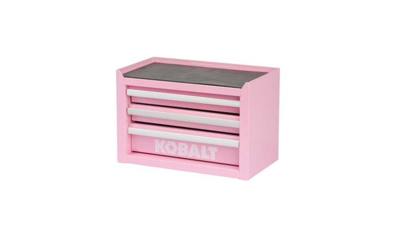 Kobalt's pink Portable Mini 3-Drawer Base Toolbox on a white background