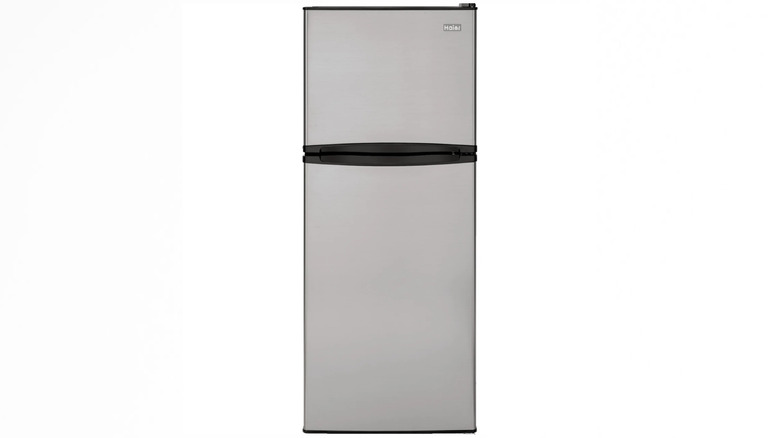 a Haier-brand top-freezer refrigerator unit