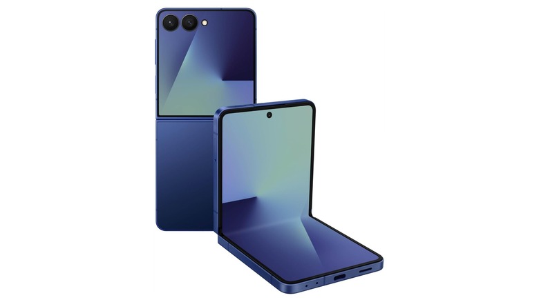 Samsung Galaxy Z Flip7 smartphone on display