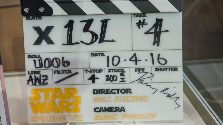 Clapperboard from Star Wars Episode VIII