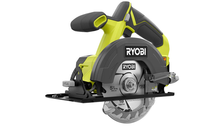 A stock image of a Ryobi circular saw