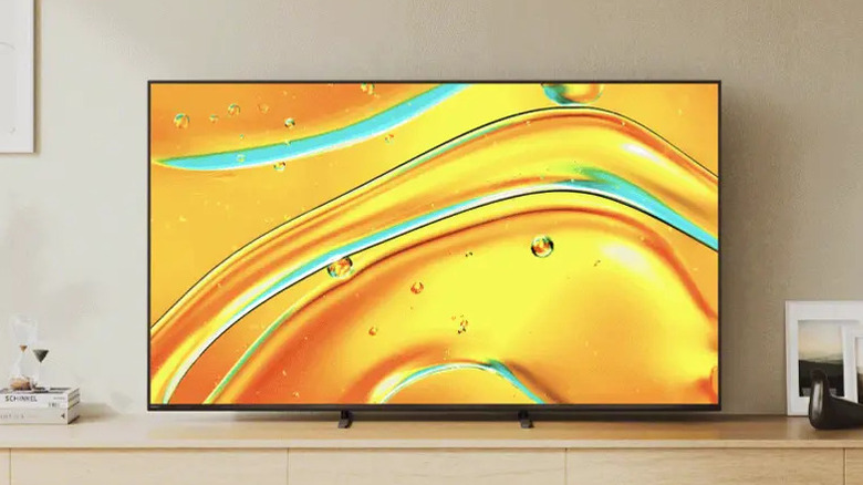 A Sony BRAVIA 5 TV with NextGenTV built in showing an orange screen with bubbles.