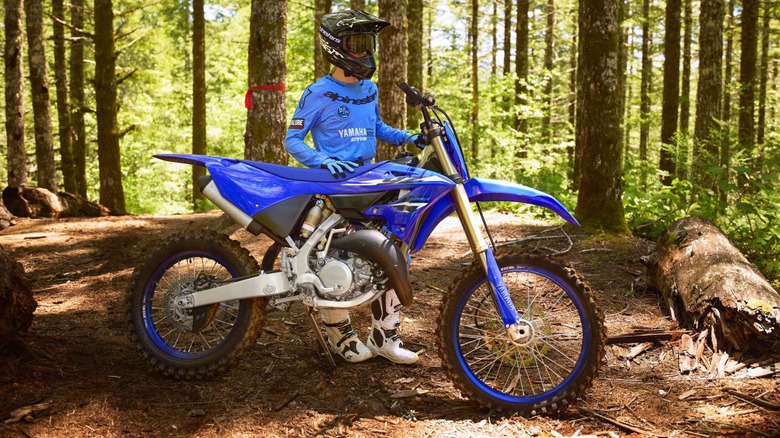 Blue YZ 125X in the woods