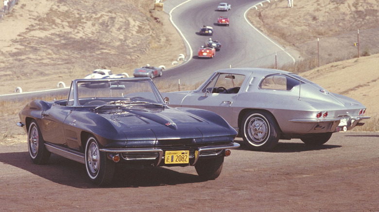 C2 Corvettes parked track