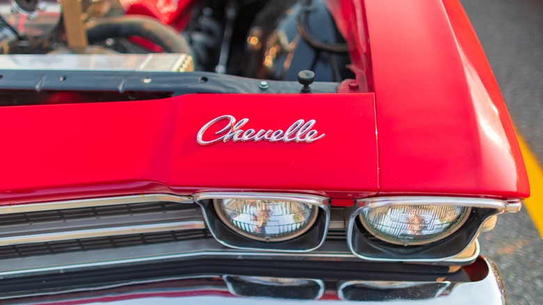 red chevelle engine bay and badge