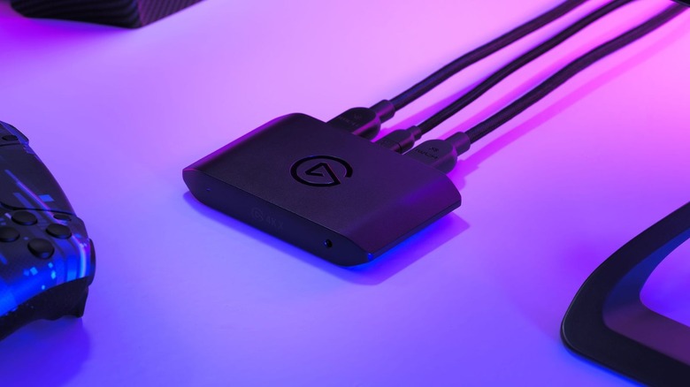 Elgato 4K X streaming device hooked up to HDMI and USB cable