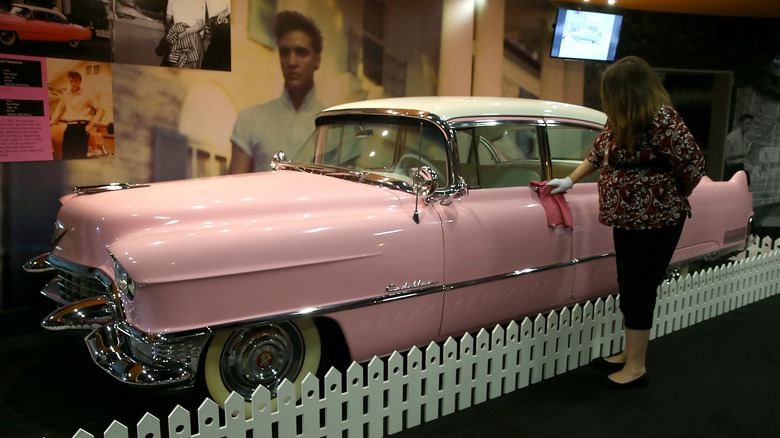 Pink Cadillac being polished