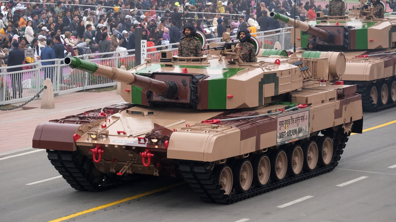 Two Arjun MBTs in parade