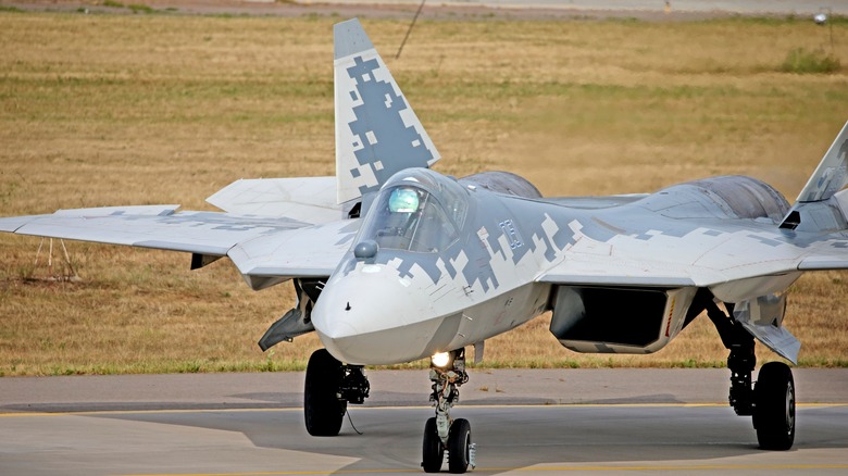 Su-57 on runway