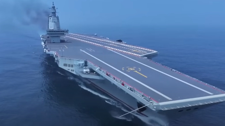 China's third aircraft carrier, the Fujian, sets sail in May 2024.