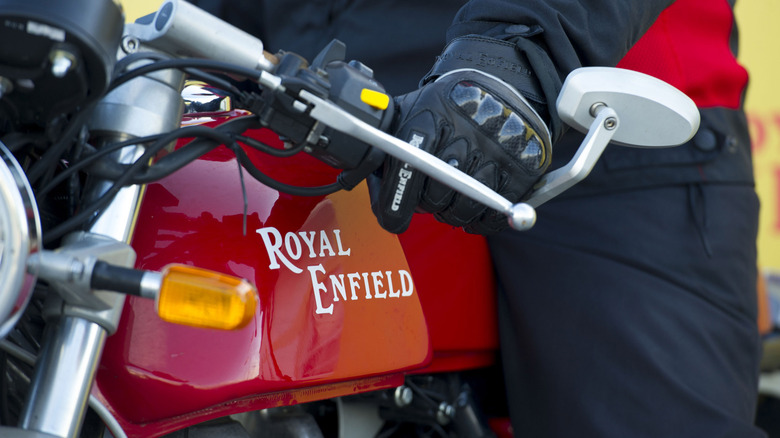 Red Royal Enfield motorcycle