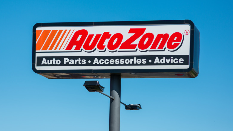 AutoZone sign against blue sky