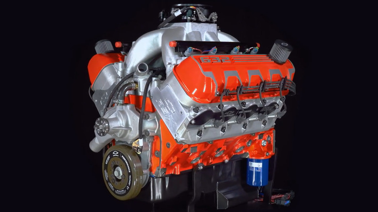 ZZ632 crate engine against a black backdrop