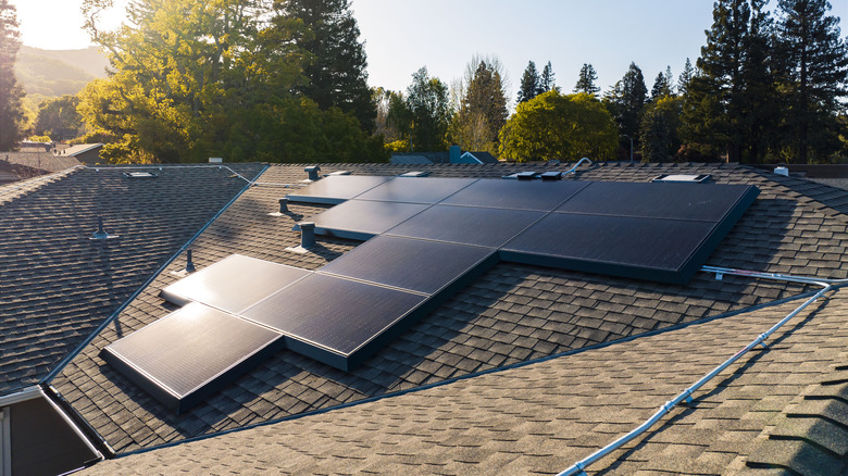 Tesla solar panels on a roof