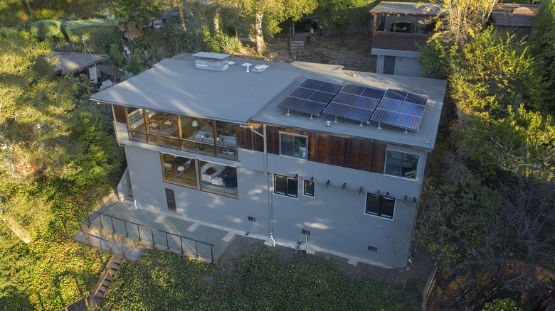 Tesla solar panels on the roof of a home