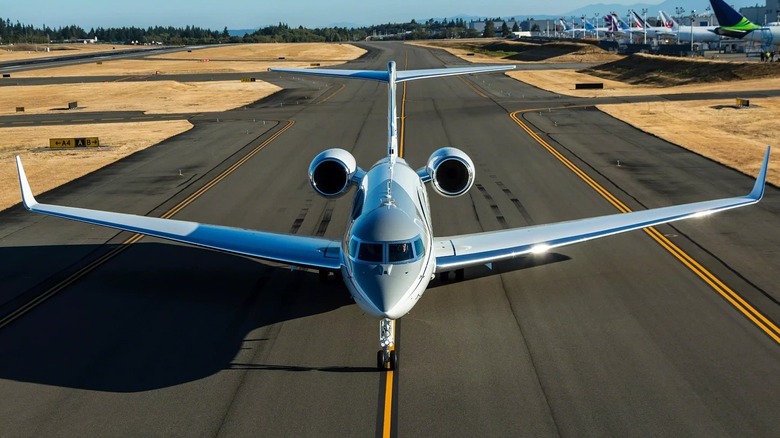 Gulfstream G650ER jet on a runway