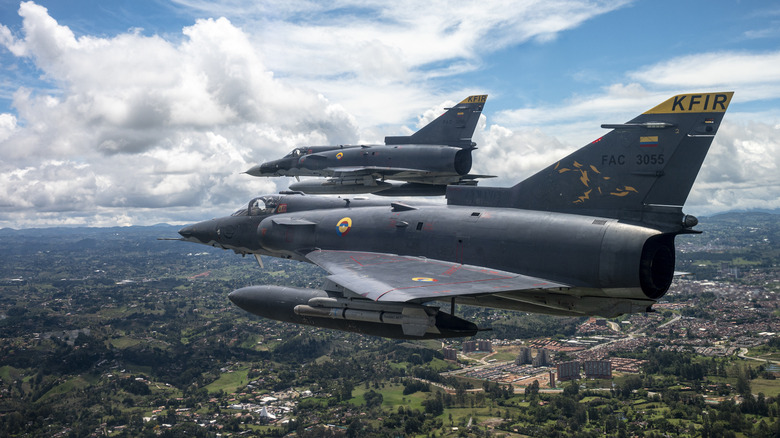 Two Colombian Kfirs in flight