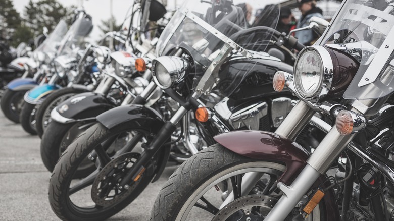 motorcycles lined up