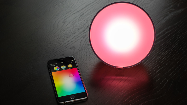 Philips hue smart app color selector and smart light set to red