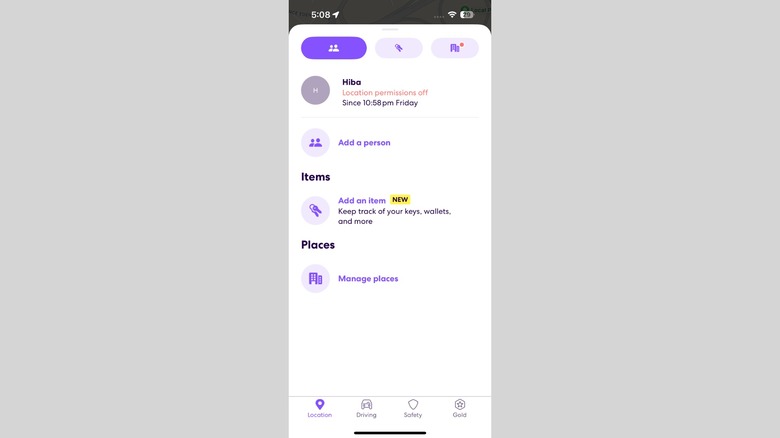 Location tab in Life360